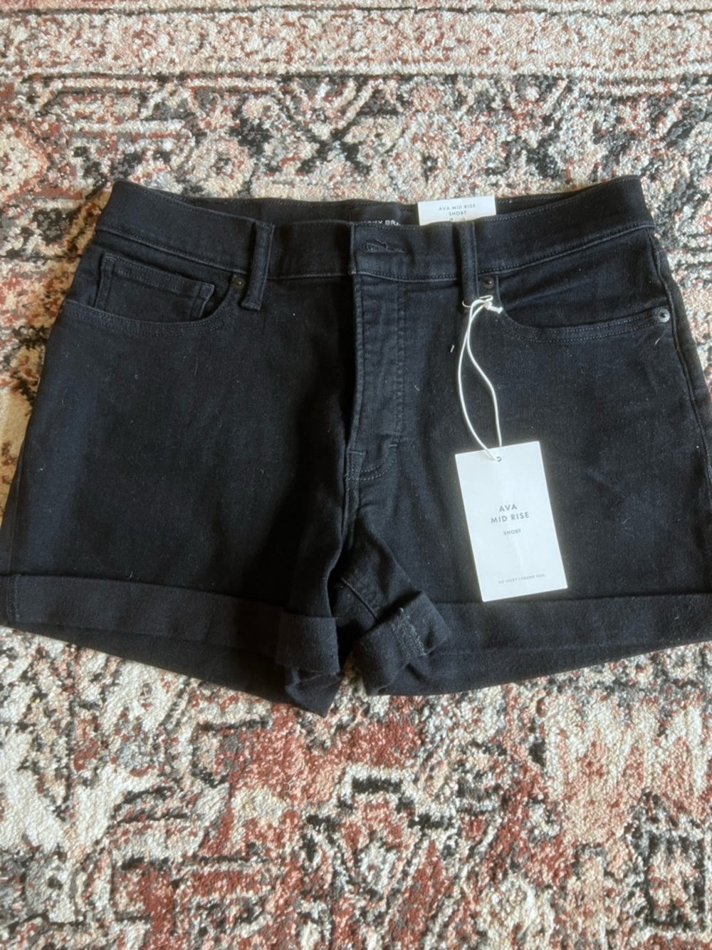 Lucky Brand Ava Mid Rise Black Denim Shorts